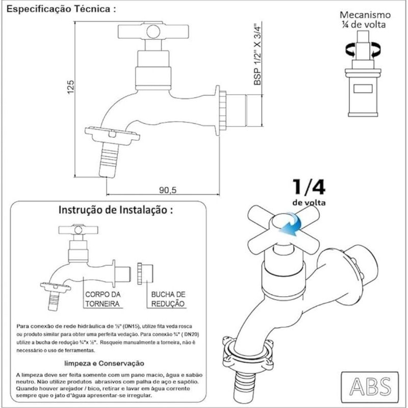 Torneira-para-Tanque-Jardim-Parede-Curta-C31-DN15-20-Branco