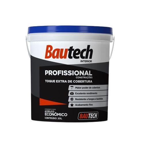 Tinta Econômica Acrílica Fosco Profissional Branco 20L Bautech