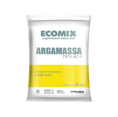 Argamassa Interna/Externa ACII Flexível Cinza 20kg Ecomix