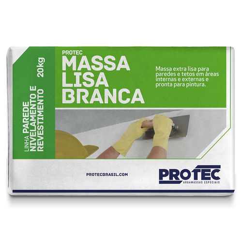 Massa Lisa de Acabamento para Paredes e Tetos Branca 20Kg Protec