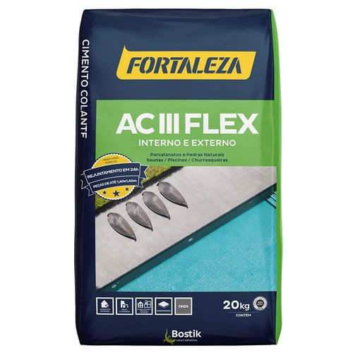 Argamassa Interna/Externa ACIII Flexível Cinza 20kg Fortaleza