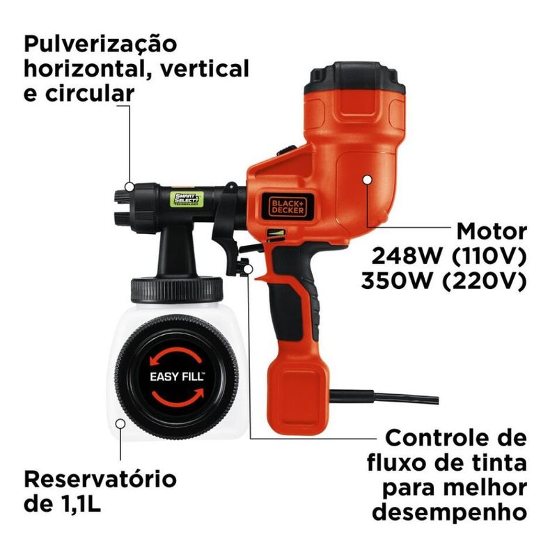 Pistola-Pulverizadora-278W-BDPH200B-11L-220V-Black-Decker