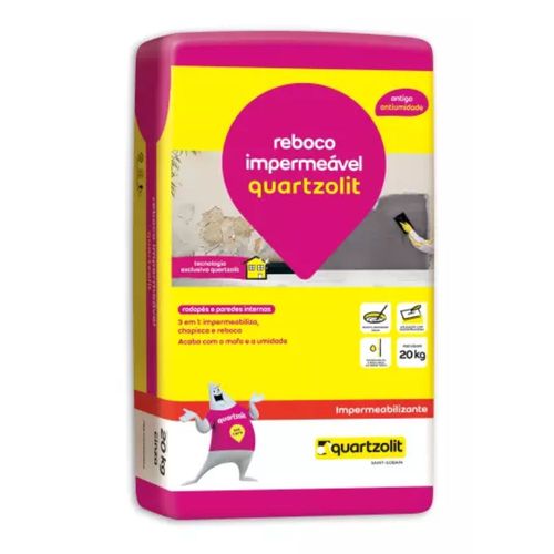 Argamassa Pronta Reboco Impermeável 20Kg Quartzolit