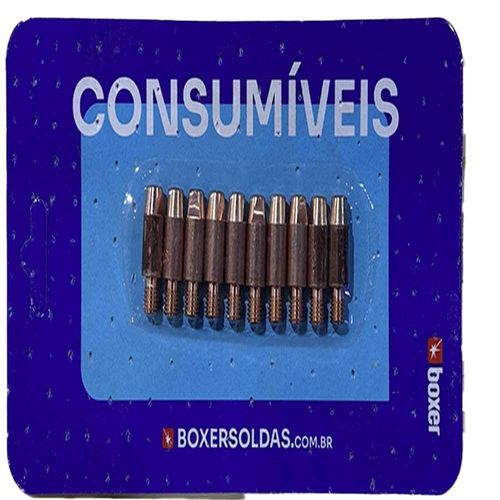 Bico de contato  0,8mm M6x25mm para tocha BX15 com 10 unidades Boxer