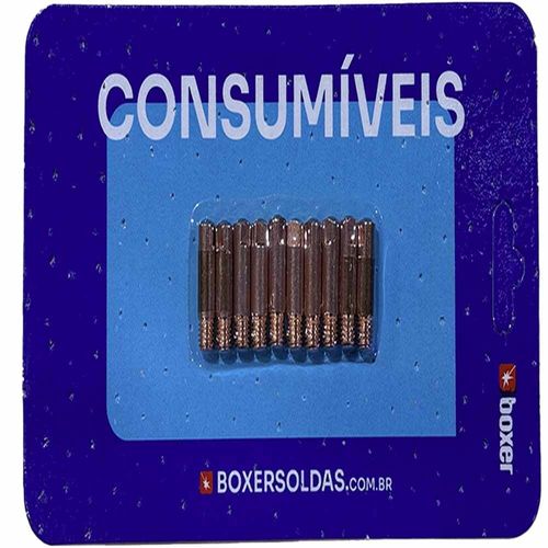 Bico de contato 1,0mm M6x25mm para tocha BX15 com 10 unidades Boxer