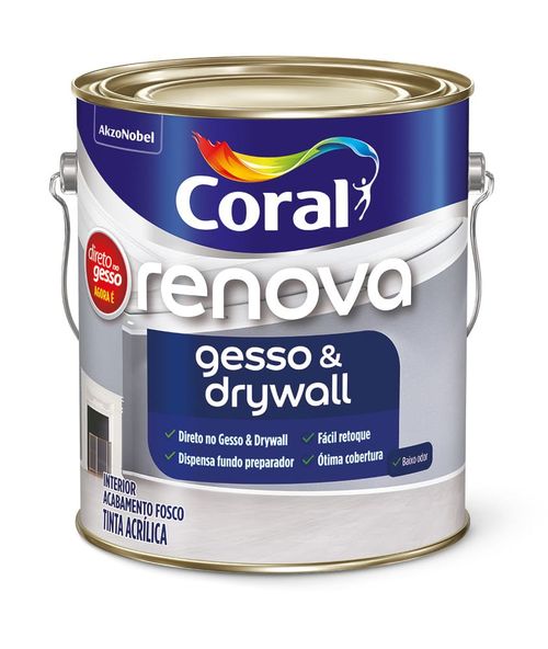 Tinta Econômica Acrílica Fosco Gesso & Drywall Branco 3,6L Coral