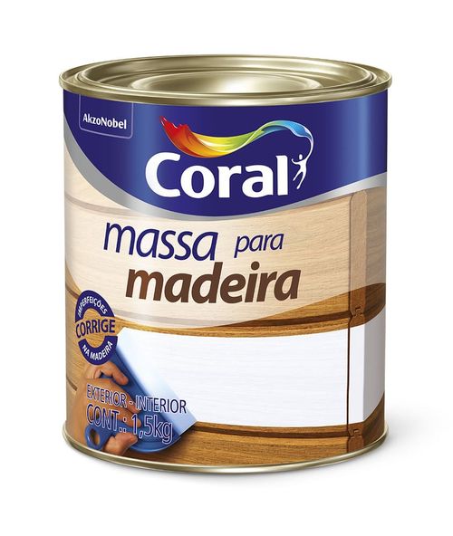 Massa para Madeira Branco 1,5Kg Coral