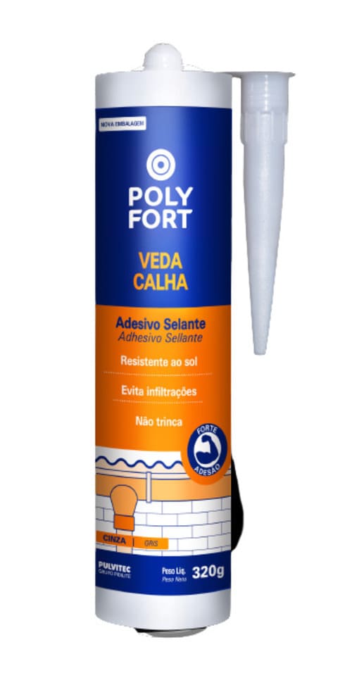 Selante Veda Calha Polyfort Cinza 320g Pulvitec