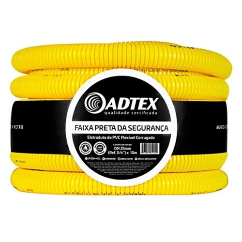 Eletroduto Corrugado 3/4" 25mm Amarelo Adtex 10 Metros