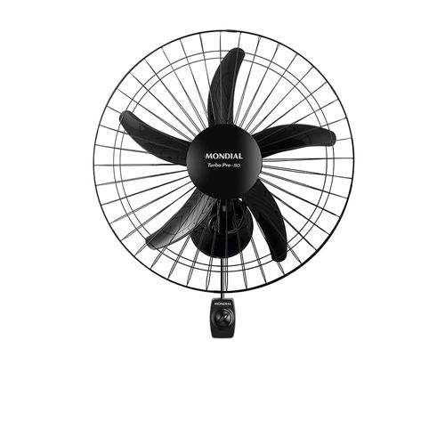 Ventilador de Parede Turbo Pro Preto com 5 Pás 50cm 150w 220V