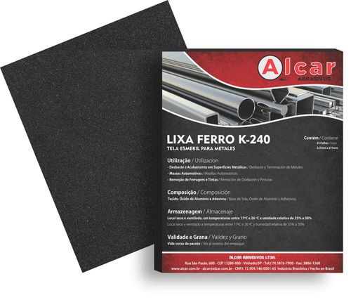 Folha de Lixa para Ferro 225x275mm Grão 120 K-240 Alcar