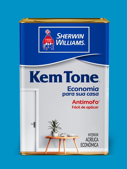 Tinta Econômica Acrílica Fosco Kemtone Azul Oceano 18L