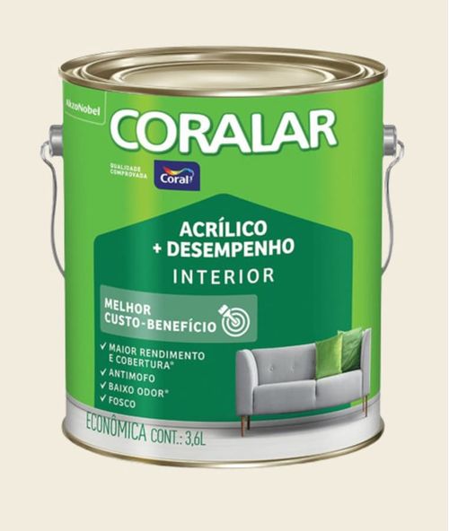 Tinta Econômica Acrílica Fosco + Desempenho Branco 3,6L Coralar