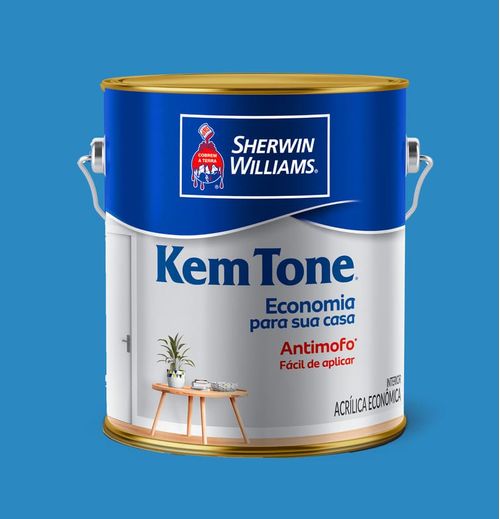 Tinta Econômica Acrílica Fosco Kemtone Azul Oceano 3,6L