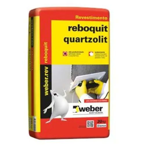 Argamassa Fina de Revestimento Reboquit Interna 20Kg Quartzolit