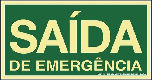 Placa Contra Incêndio Saida Emergência 15x30cm em PVC Fotoluminescente