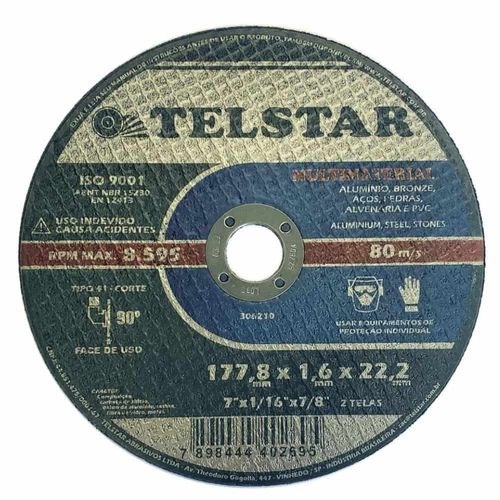 Disco de Corte Multimaterial 7" 177,8x1,6x22,2mm Telstar