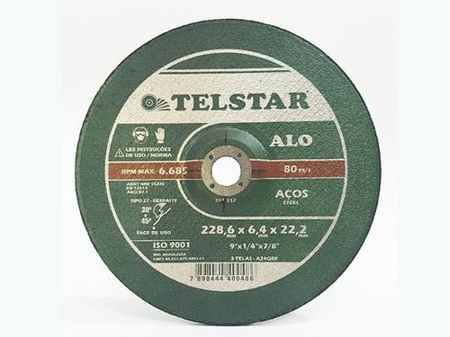 Disco de Desbaste para Aço 9" 228,6x6,4x22,2mm 3 Telas Telstar