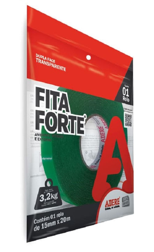 Fita Dupla Face Massa Acrílica Transparente XT100 15mm x 20m Adere