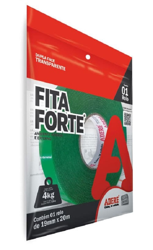 Fita Dupla Face Massa Acrílica Transparente XT100 19mm x 20m Adere