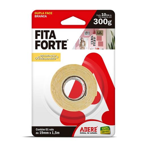 Fita Dupla Face Espuma Branco 285S 19mm x 1,5m Adere