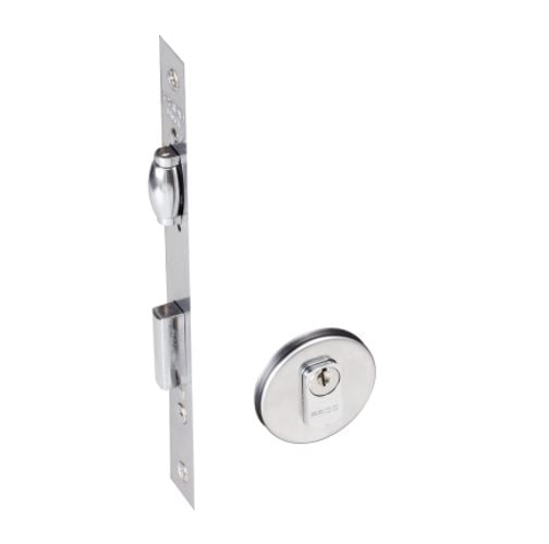 Fechadura-Externa-Roseta-Redonda-Trinco-Rolete-454-40mm-Inox-Polido