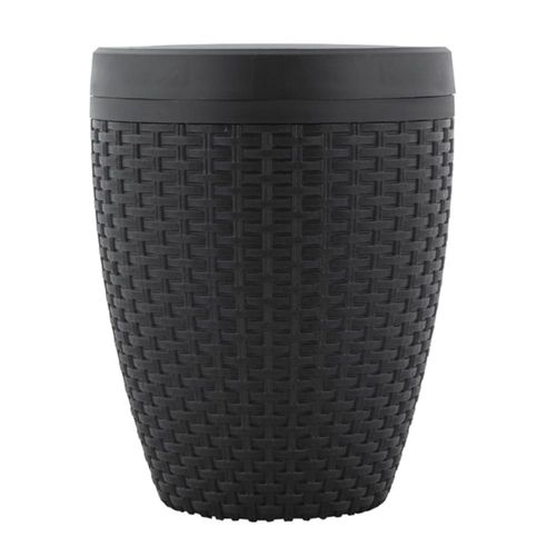 Lixeira Rattan 6L Preta com Tampa Aquaplas