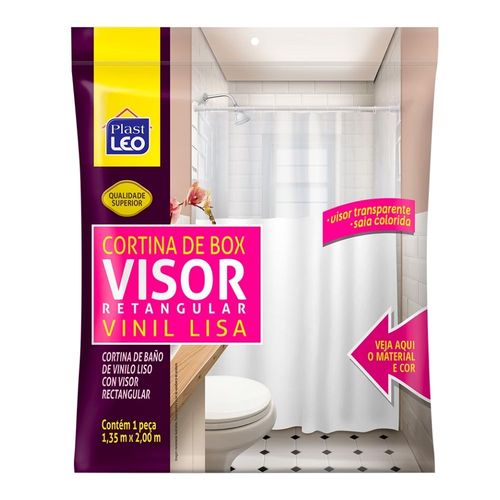 Cortina para Box Vinil Visor Retangular 1,35x2m Branca