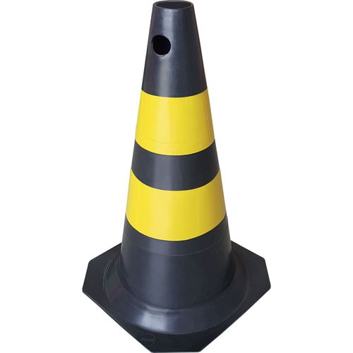 Cone de Sinalização 50cm Pvc Preto e Amarelo