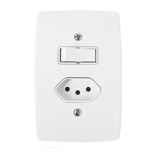 Conjunto Interruptor Simples 6A/250V+Tomada 20A 4x2 Branco Finesse