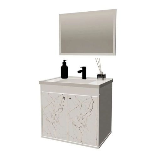 Kit Gabinete para Banheiro Aster Branco/Marmore Branco 51cm