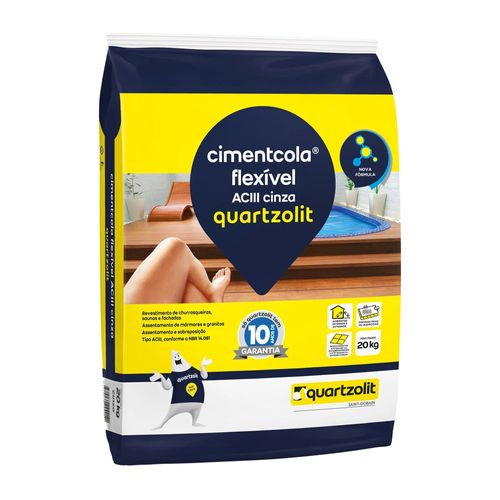 Argamassa Interna/Externa ACIII Flexível Cinza 20kg Quartzolit