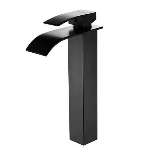 Monocomando para Banheiro Mesa Bica Alta Preto Cascata Luxo 30cm