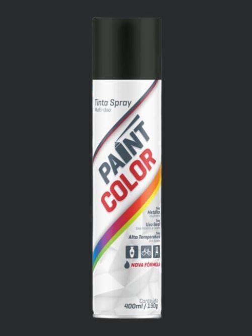 Tinta Spray Alta Temperatura Preto Fosco 400ml Paintcolor