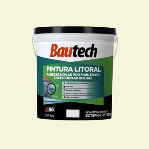 Pintura Acrílica Fosco Litoral Branco 20Kg Bautech