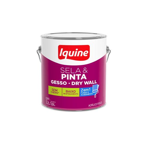 Tinta Premium Acrílica Fosco Gesso & Drywall Branco Neve 3,6L Iquine