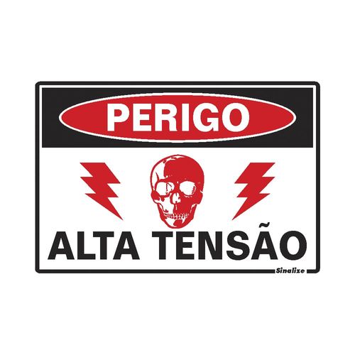 Placa Perigo Alta Tensão 20x30cm em Poliestireno