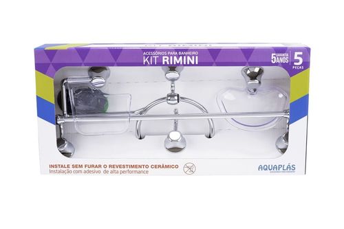 Kit Acessórios para Colar ABS Rimini com 5 peças Cromado/Cristal