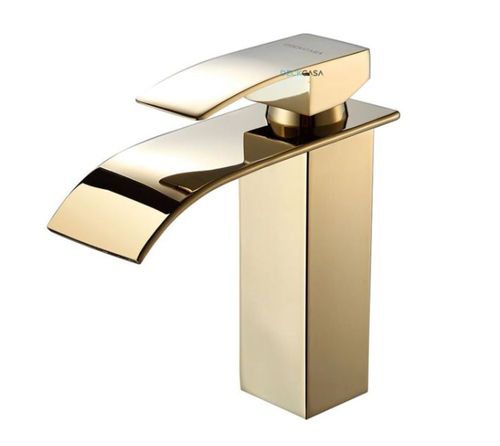 Monocomando para Banheiro Mesa Bica Baixa Dourado Cascata Luxo