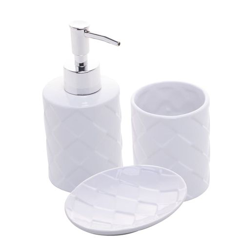 Kit Banho 3 peças Cerâmica Branco Toulon Lyor