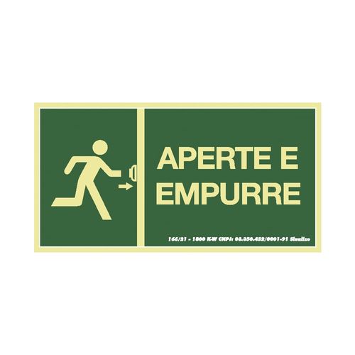 Placa Aperte e Empurre 30x15cm em PVC Fotoluminescente