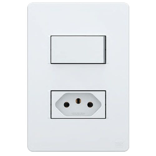 Conjunto Interruptor Simples 10A/250V+Tomada 10A 4x2 Branco Esatta