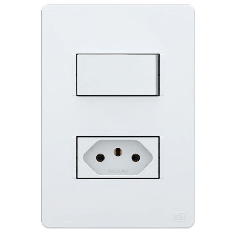 Conjunto-Interruptor-Simples-10A-250V-Tomada-10A-4x2-Branco-Esatta