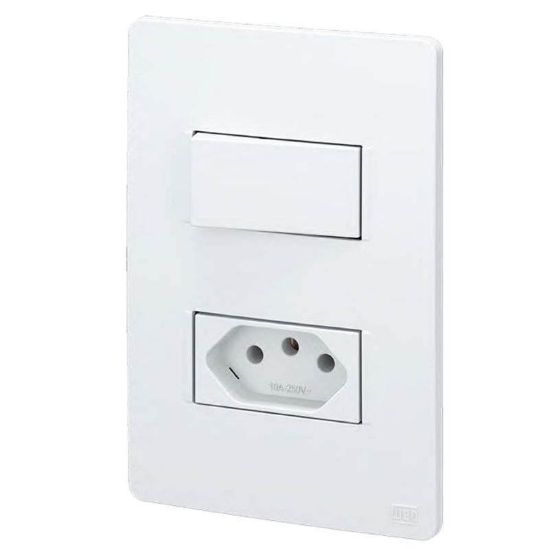 Conjunto-Interruptor-Simples-10A-250V-Tomada-10A-4x2-Branco-Esatta