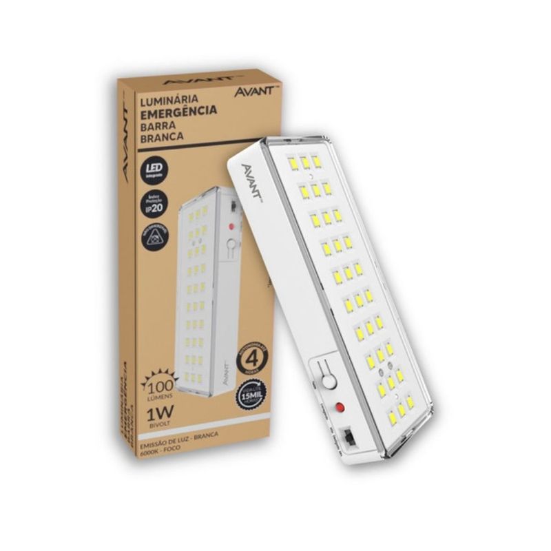 Luminaria-de-Emergencia-LED-Barra-Branca-1W-Luz-Branca-100-lumens