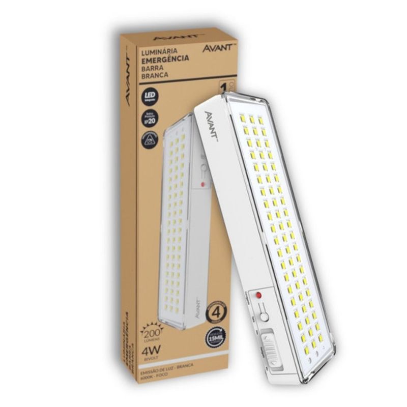 Luminaria-de-Emergencia-LED-Barra-Branca-4W-Luz-Branca-200-lumens