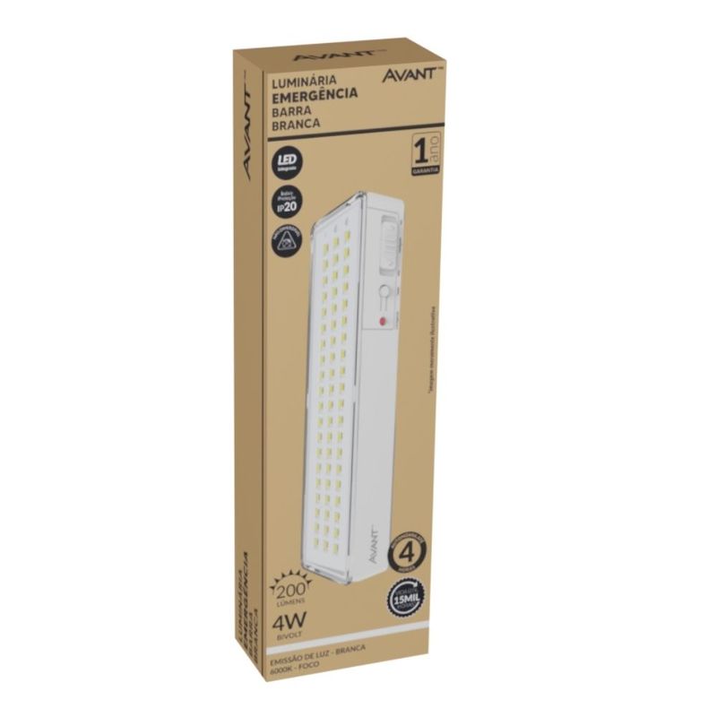 Luminaria-de-Emergencia-LED-Barra-Branca-4W-Luz-Branca-200-lumens