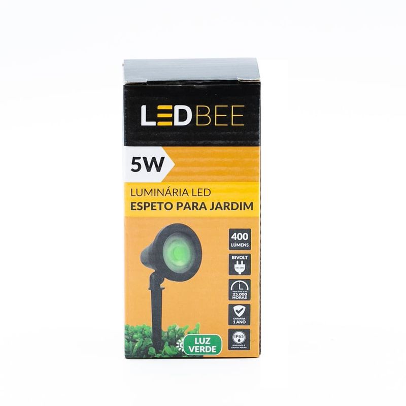 Espeto-para-Jardim-Polipropileno-Preto-LED-5W-400-Lumens-Luz-Verde