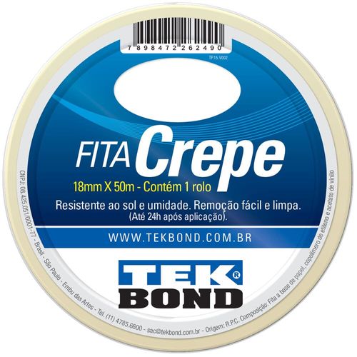 Fita Crepe Branca 18mmx50m Tekbond