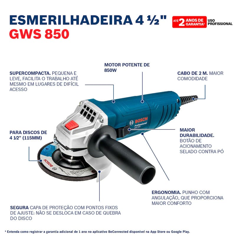 Combo-Martelete-Perfura-Rompedor-GBH2-24D---Esmerilhadeira-GWS850-220V